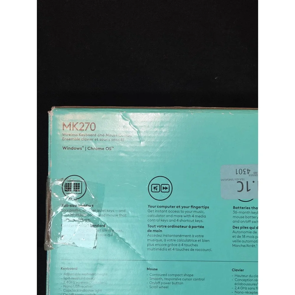 Logitech MK270 Wireless Keyboard and Mouse‎ Combo Full Size 2.4 GHz USB Receiver